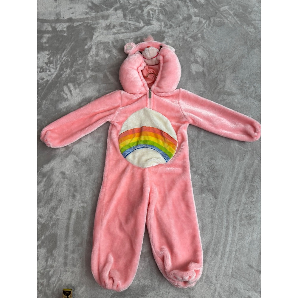 Care Bears Cheer Bear Pink Plush Costume Jumpsuit 2T Vintage 2003 5772S Hooded